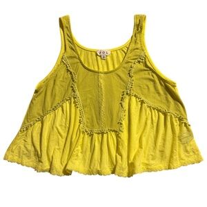 NWOT POL Bright Yellow Ruffled Crop Tank Top Size Small